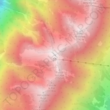 Carte topographique Cima Telegrafo, altitude, relief