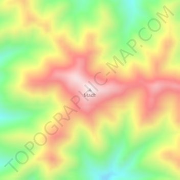 Carte topographique Madh, altitude, relief