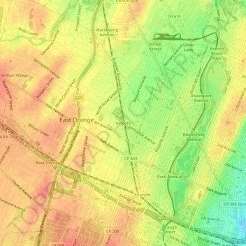 Carte topographique Ampere, altitude, relief