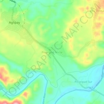 Carte topographique Pinaripad Norte, altitude, relief