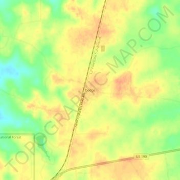 Carte topographique Dodge, altitude, relief