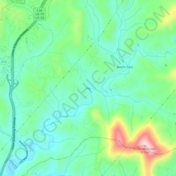 Carte topographique Ivy, altitude, relief