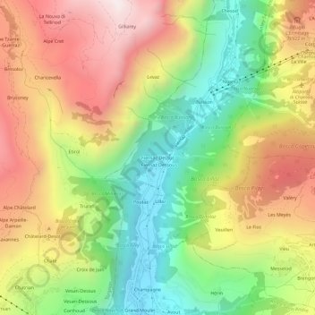 Carte topographique Fiernaz Superiore, altitude, relief