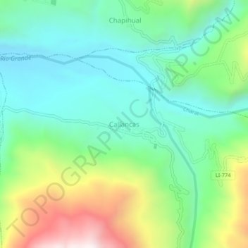 Carte topographique Callancas, altitude, relief