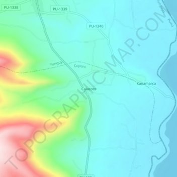 Carte topographique Calacoto, altitude, relief