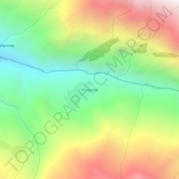 Carte topographique Khirganga, altitude, relief
