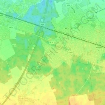 Carte topographique Neukeferloh, altitude, relief