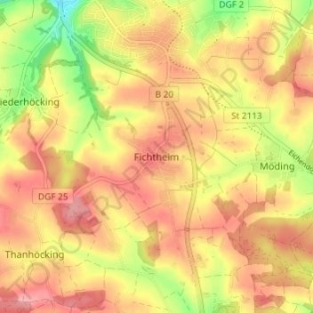 Carte topographique Fichtheim, altitude, relief