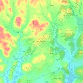 Carte topographique Monte Canelas, altitude, relief