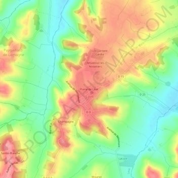 Carte topographique Plaine de Lavit, altitude, relief