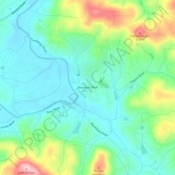 Carte topographique Bowman Bluff, altitude, relief