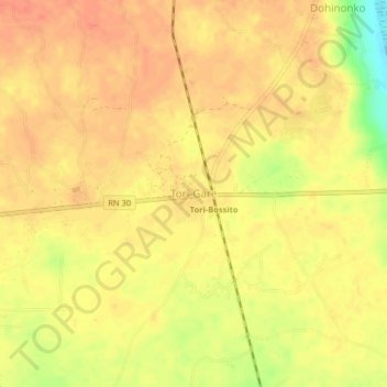 Carte topographique Tori-Gare, altitude, relief