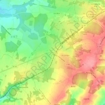 Carte topographique Fontafie, altitude, relief