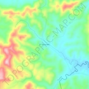 Carte topographique El Tecomate, altitude, relief