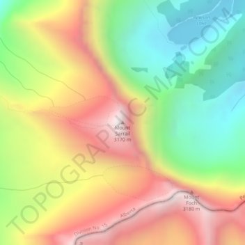 Carte topographique Mount Sarrail, altitude, relief