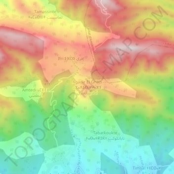 Carte topographique Agadir El Ghazi, altitude, relief
