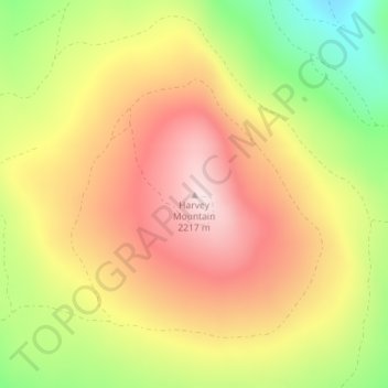 Carte topographique Harvey Mountain, altitude, relief