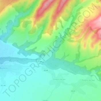 Carte topographique Săud, altitude, relief