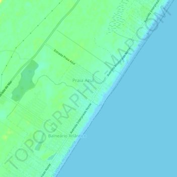 Carte topographique Praia Azul, altitude, relief