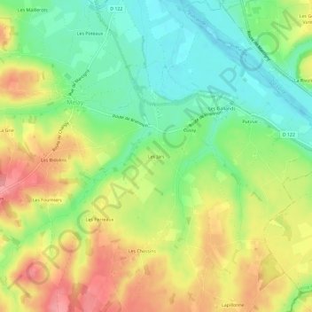 Carte topographique Les Jars, altitude, relief