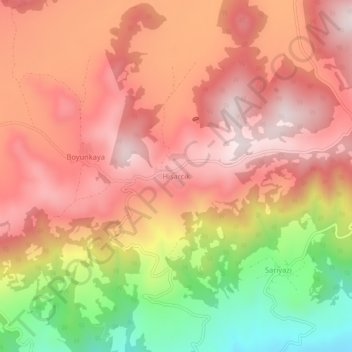 Carte topographique Hisarcık, altitude, relief