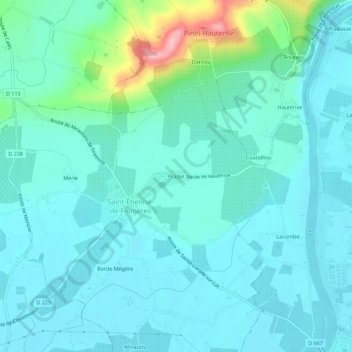 Carte topographique Pradel, altitude, relief