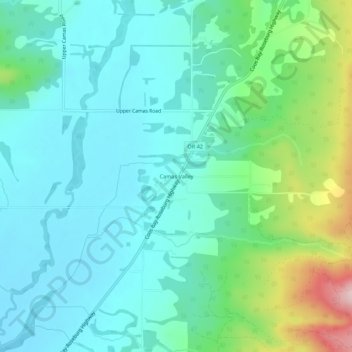 Carte topographique Camas Valley, altitude, relief