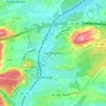 Carte topographique Uebersyren, altitude, relief