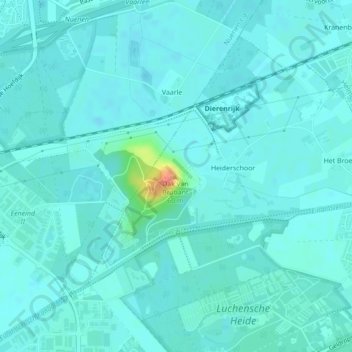 Carte topographique Dak van Brabant, altitude, relief