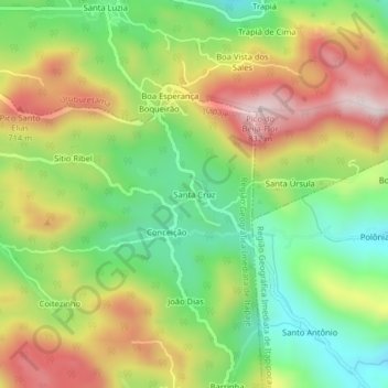 Carte topographique Santa Cruz, altitude, relief