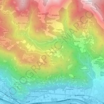 Carte topographique Frassinere, altitude, relief