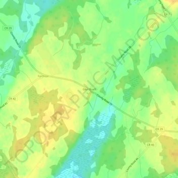 Carte topographique Glen Buell, altitude, relief