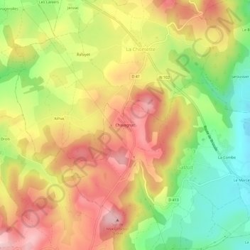 Carte topographique Chavagnac, altitude, relief