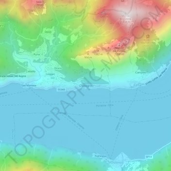 Carte topographique Cressogno, altitude, relief