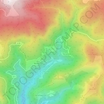 Carte topographique Laviale, altitude, relief