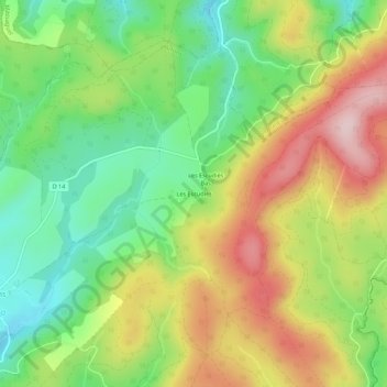 Carte topographique Les Escudiès, altitude, relief