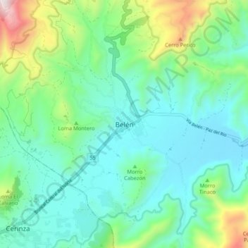 Carte topographique Belén, altitude, relief