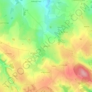 Carte topographique Villevaleix, altitude, relief