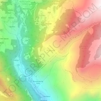 Carte topographique Promiod, altitude, relief