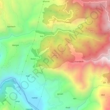Carte topographique jubal, altitude, relief