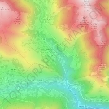 Carte topographique Benque-Dessous, altitude, relief