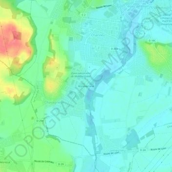 Carte topographique Montbertand, altitude, relief