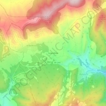 Carte topographique Camp d'Ases, altitude, relief