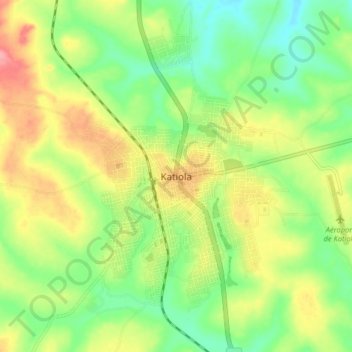 Carte topographique Katiola, altitude, relief
