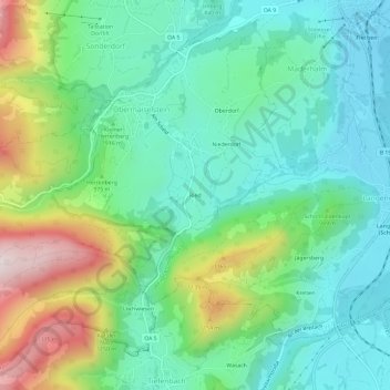 Carte topographique Ried, altitude, relief