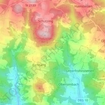 Carte topographique Boxbach, altitude, relief