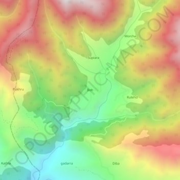 Carte topographique Boh, altitude, relief