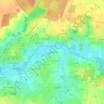 Carte topographique L'Eudrais, altitude, relief