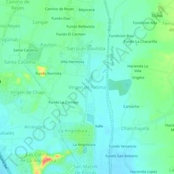 Carte topographique Virgen de Fatima, altitude, relief