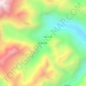 Carte topographique Azulcocha, altitude, relief